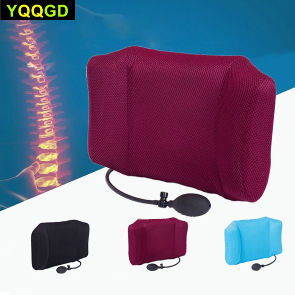 1Pcs Portable Inflatable Lumbar Support Lower Back Cushion Pillow - for Office Chair and Car Sciatic Nerve Pain Relief