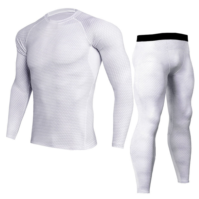 Jogging suit Men&#39;s Winter Outdoor Gym Thermal underwear Compression Tunning Tights Running Sports Tights Clothing 2 Piece set