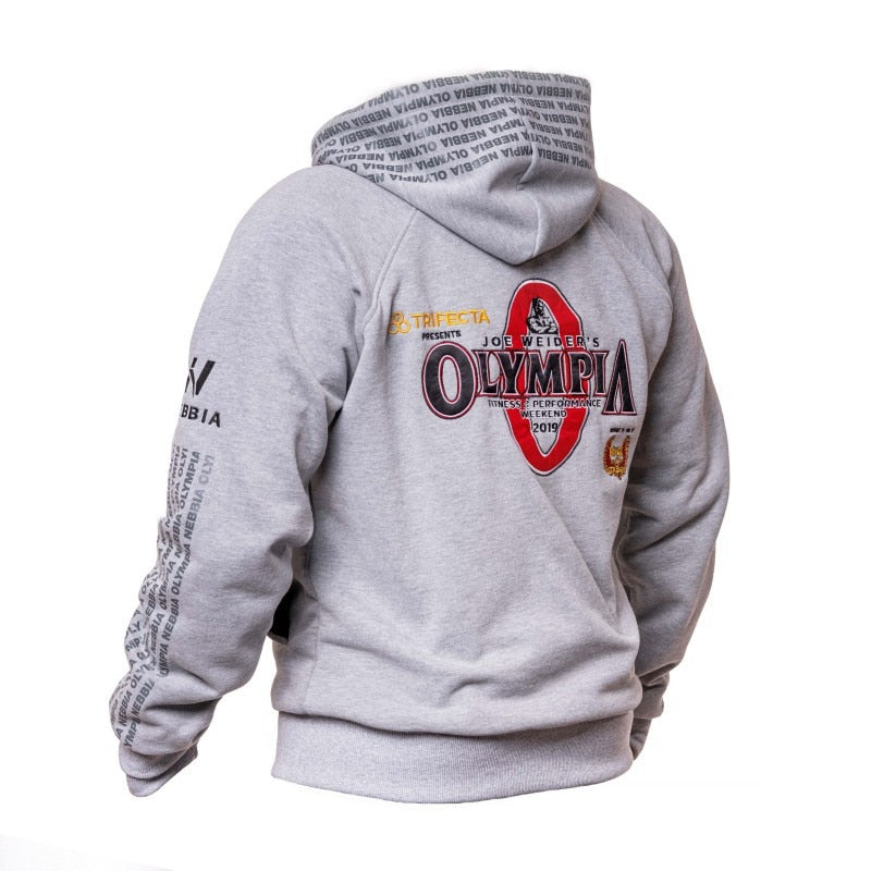 2019 New OLYMPIA Men Gyms Hoodies Fitness Bodybuilding Sweatshirt Zipper Sportswear Male Training Jacket With Hoodily Clothes