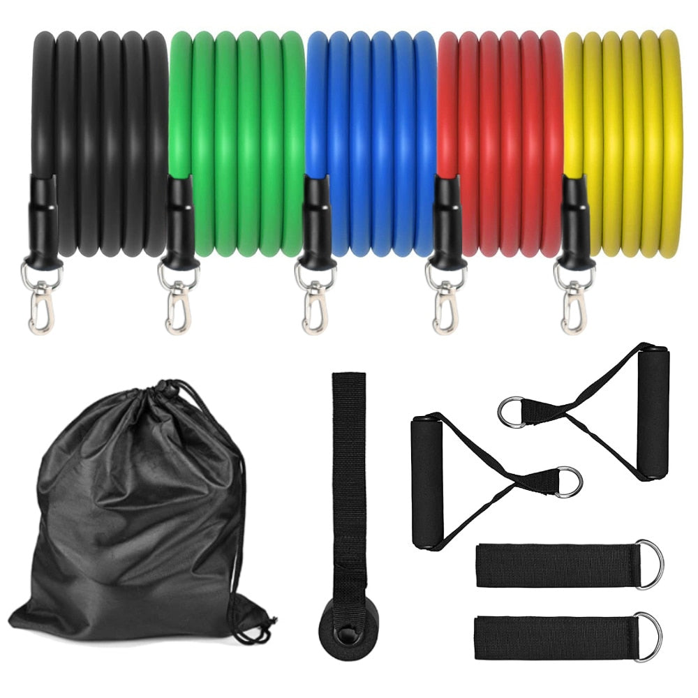 11pc Resistance Band Crossfit Resistance Band Set 11 Piece Pull Rope Fitness Body Building Equipment Fit Equip Training Exercise