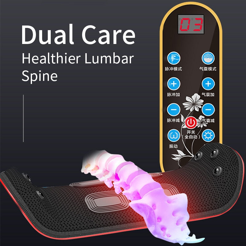 Jinkairui Waist Massager Back Relieve Pain Body Traction Vibration Magnet Hot Compress Acupuncture Lumbar Spine Support Gift