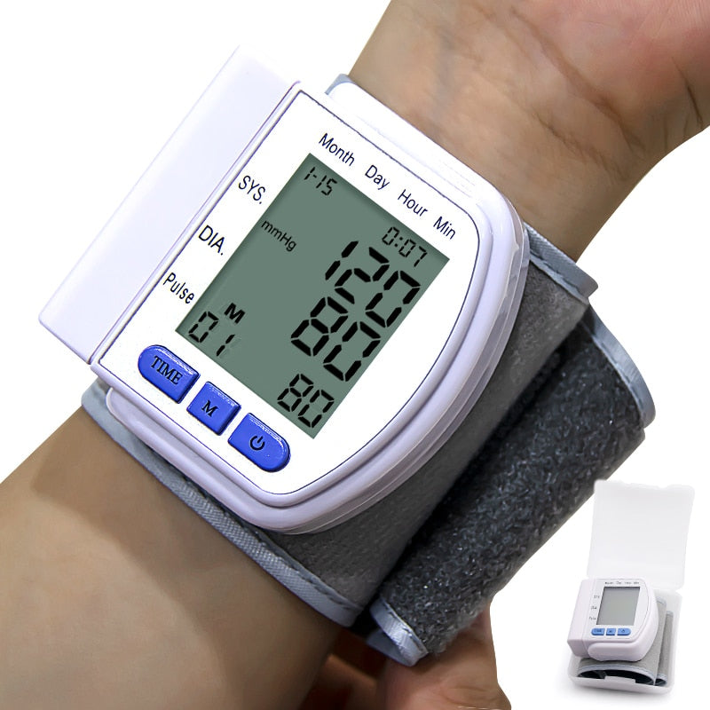 Medical Digital Equipment Wrist Blood Pressure Monitor Automatic Sphygmomanometer Tensiometro Heart Rate Meter BP Tonometer