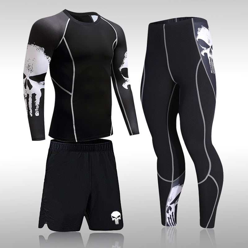 Men&#39;s Compression Sportswear Suits Gym Tights Training Clothes Workout Jogging Sports Set Running Rashguard Tracksuit For Men