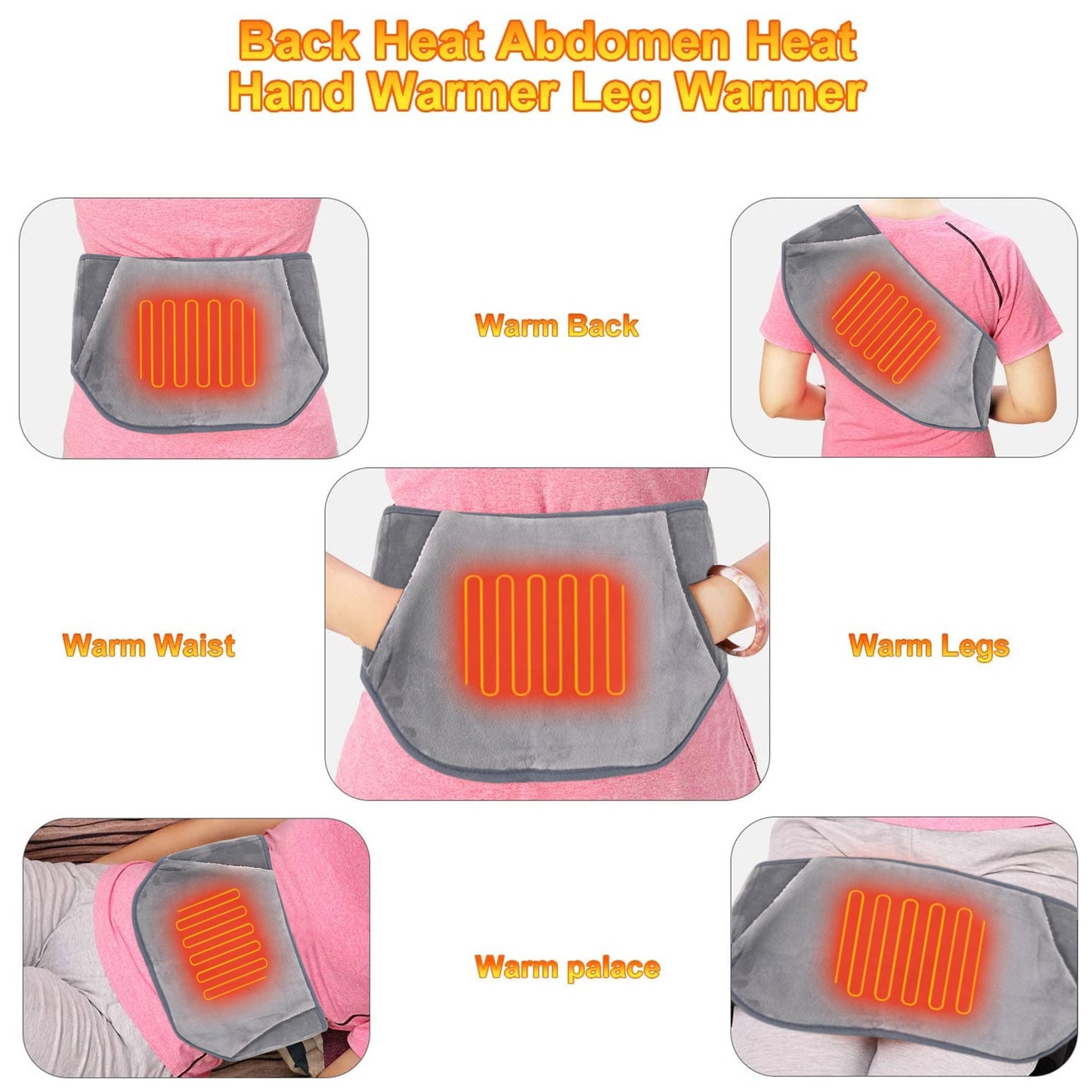 Heating Belt Adjustable Heating Pads USB Electric Heating Magnetic Therapy For Menstrual Cramp Lumbar Abdominal Leg Pain Relief