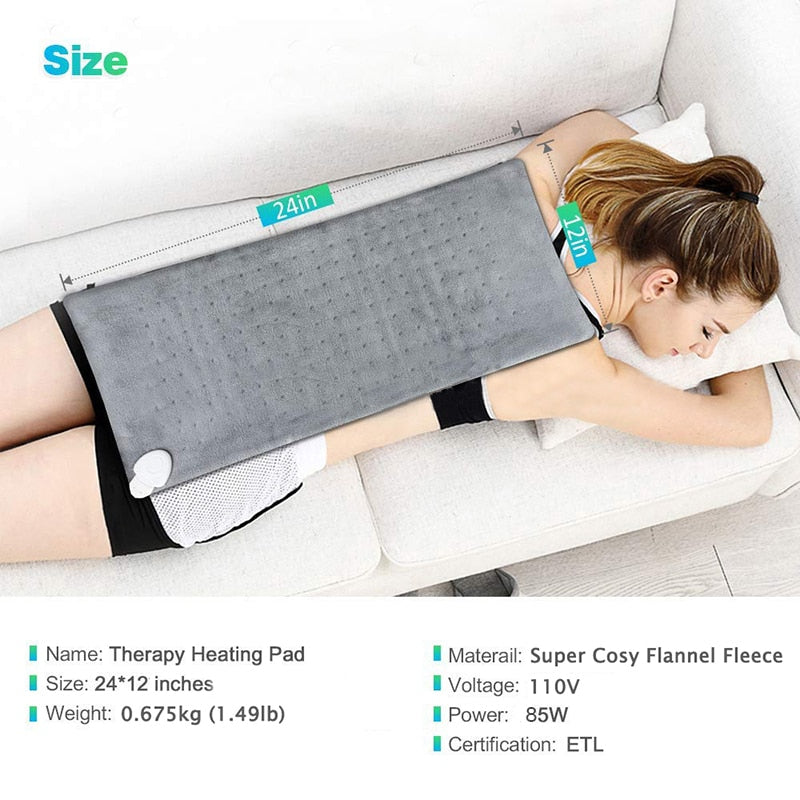 Extra Large 12*24&#39;&#39; 100 - 120V 85W Washable Electric Blanket Heating Pad 110V for Back Pain Relief Auto Off Body Warmer US Plug