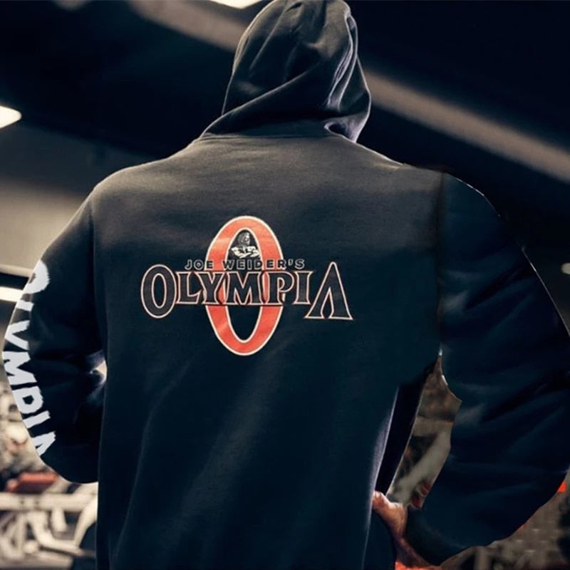 OLYMPIA Muscle fitness brothers sports sweater men's autumn leisure running training loose large size jacket hooded zipper shirt