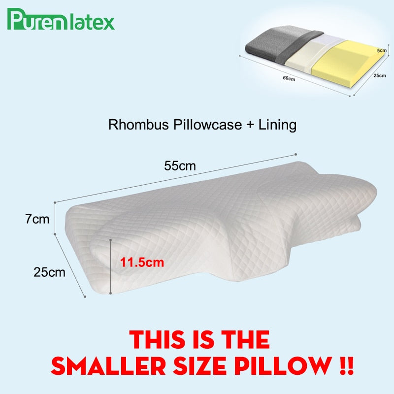 Purenlatex Contour Orthopedic Pillow Memory Foam Cervical 14cm Pillow Neck Pain Remedial Pillow for Side Back Stomach Sleepers