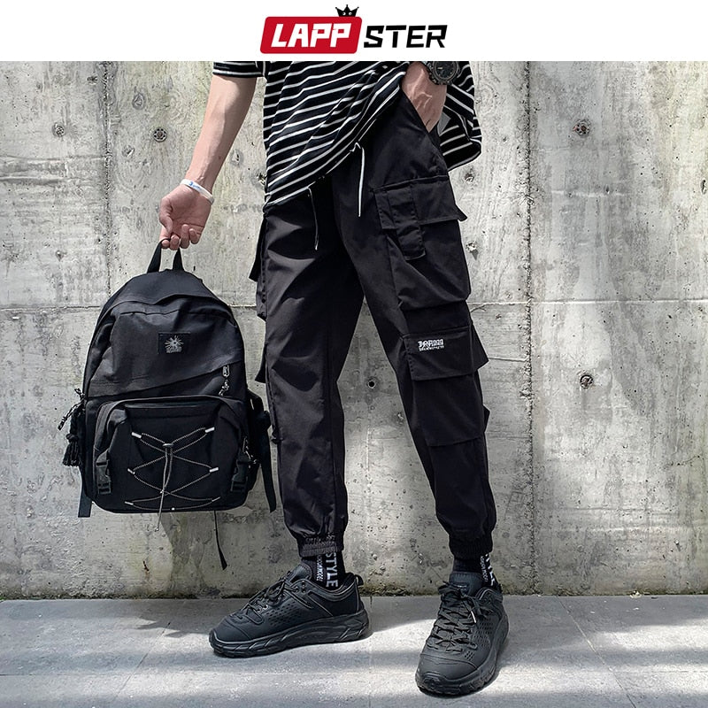 LAPPSTER Men Japanese Streetwear Cargo Pants 2022 Overalls Mens Pockets Hip Hop Joggers Pants Black Fashions Sweatpants 5XL