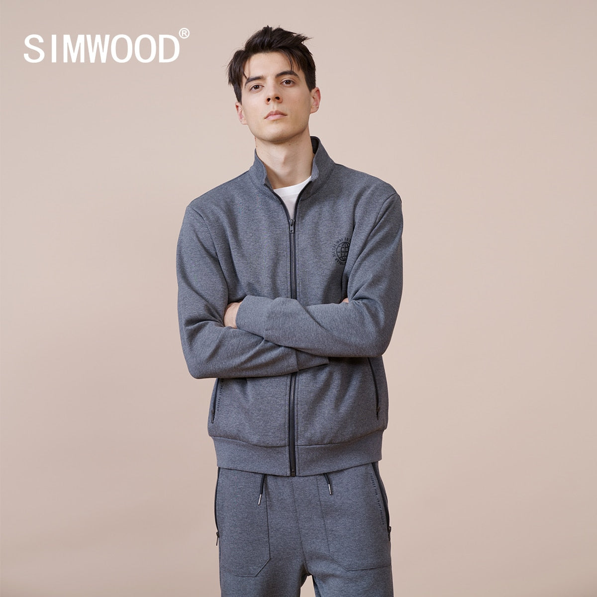 SIMWOOD 2022 Autumn New Zip-up Hoodies Men Casual Logo Print Jogger Sweatshirts  Plus Size High Quality Brand Clothing SJ131208