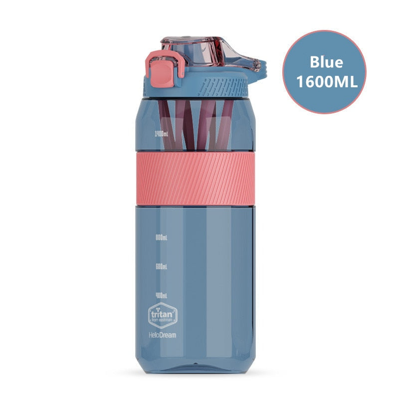 750ml/1000ml/1600ml Tritan Material Water Bottle With Straw Eco-Friendly Durable Gym Fitness Outdoor Sport Shaker Drink Bottle