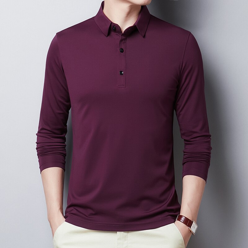 2023 New Polo Shirt Men Cotton Long sleeve Polo Shirts Male Classic Solid Colors Slim Fit Tee shirt Homme Men Clothing T894