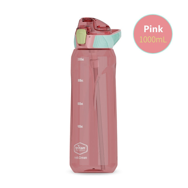 750ml/1000ml/1600ml Tritan Material Water Bottle With Straw Eco-Friendly Durable Gym Fitness Outdoor Sport Shaker Drink Bottle