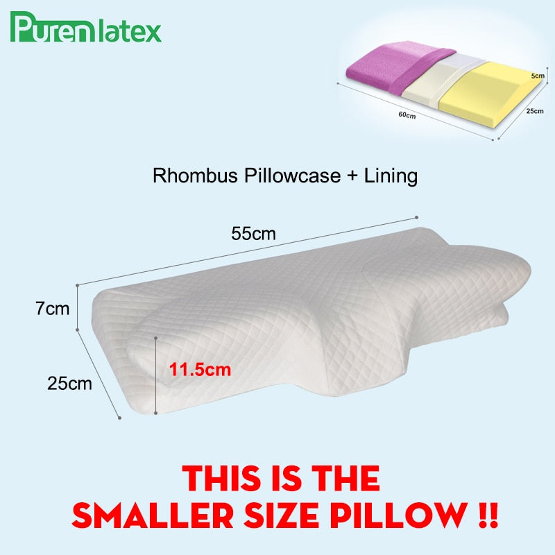 Purenlatex Contour Orthopedic Pillow Memory Foam Cervical 14cm Pillow Neck Pain Remedial Pillow for Side Back Stomach Sleepers