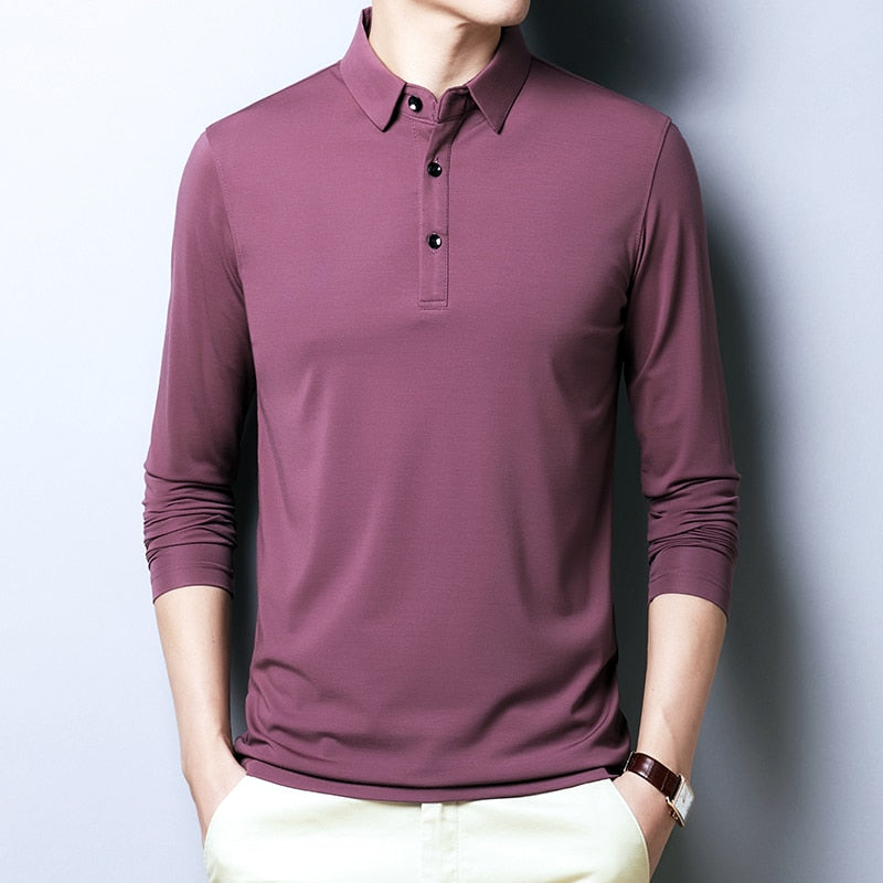 2023 New Polo Shirt Men Cotton Long sleeve Polo Shirts Male Classic Solid Colors Slim Fit Tee shirt Homme Men Clothing T894