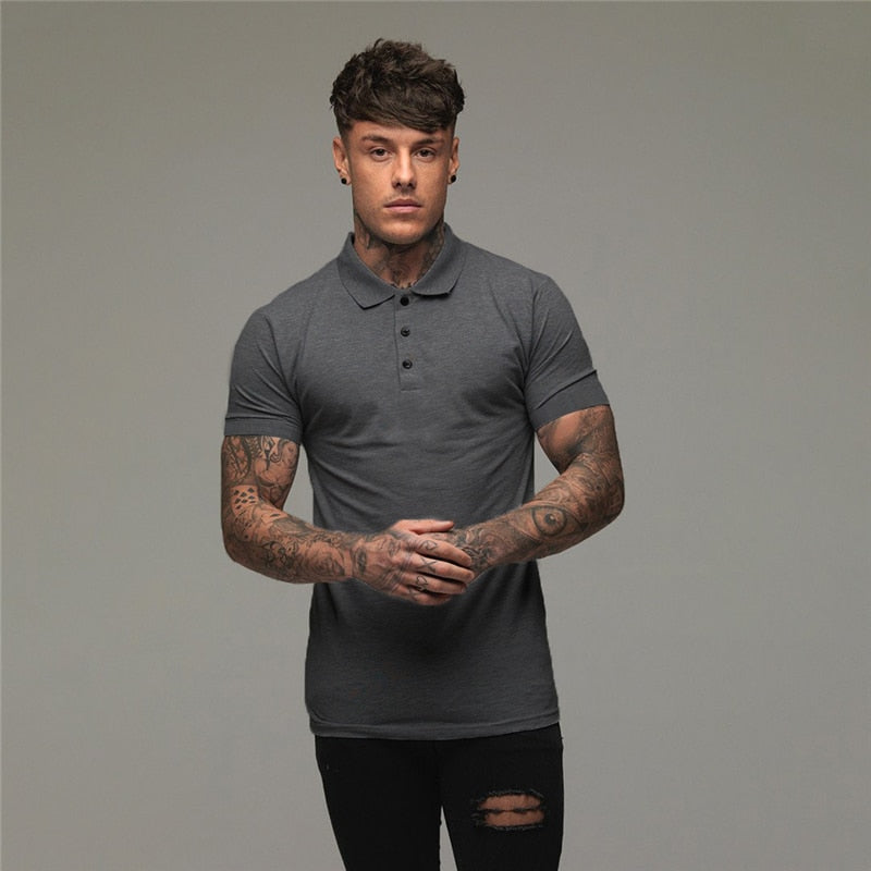 New Arrival Cotton Men Polo Shirt Tops Fashion Brand Short Sleeve Gym Bodybuilding Fitness Polo Shirt Homme Camisa