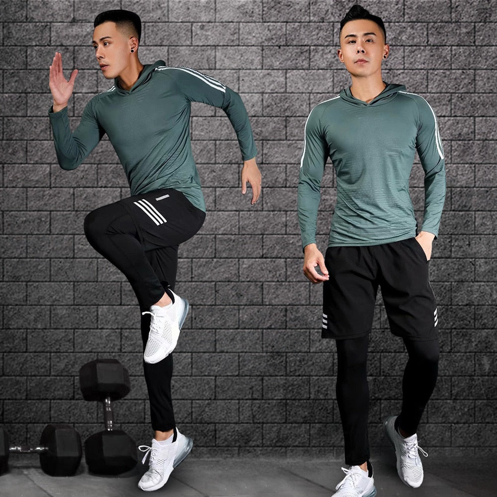 Compression Sport Suits Men Running Suit Quick Drying Fitness Running Clothes Sets Joggers Training Suit Workout Gym Clothing