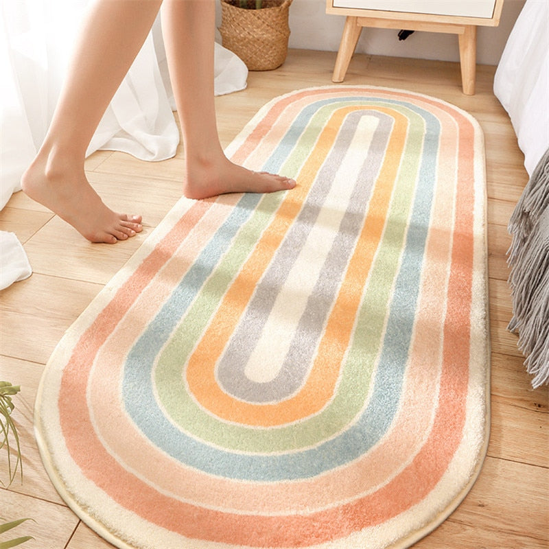 Modern Geometry Soft Long Carpet For Bedroom Bedside Non slip Tatami Floor Mat Cashmere Home Living Room Area Rugs Carpets