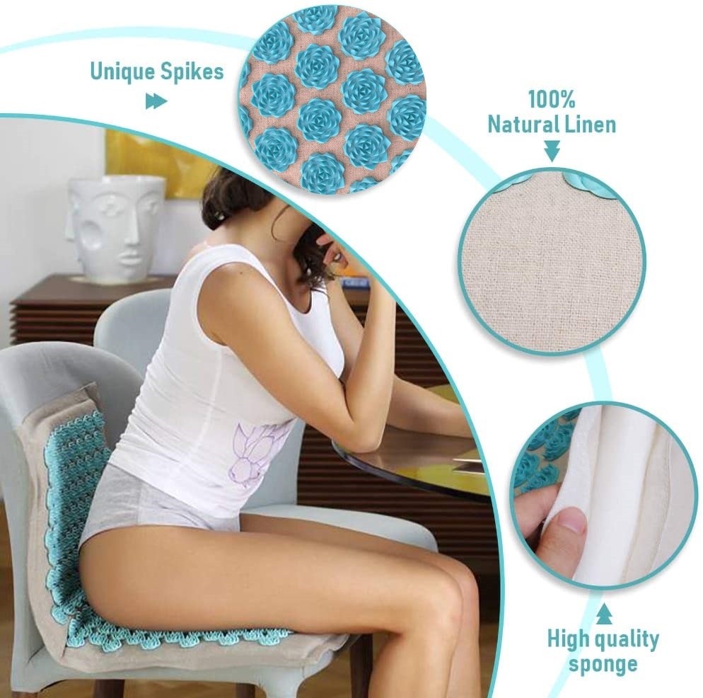 Organic Linen Acupressure Mat or Pillow or Set Yoga Meditation Mat Increase Blood Flow Neck &amp; Back Pain Relief