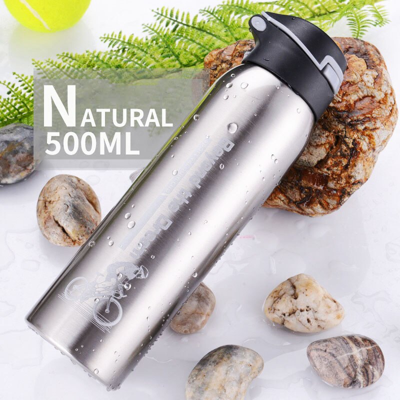 500ML Bike Water Bottle Mountain Bike Riding Bicycle Kettle Double Stainless Steel Thermos Cup Warm-keeping Jug Sports Outdoor