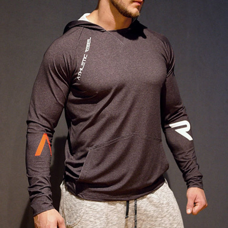 2021 Hooded T-shirt Men&#39;s Fitness Leisure Sports Jacket Breathable Long Sleeve Hoodie Trend