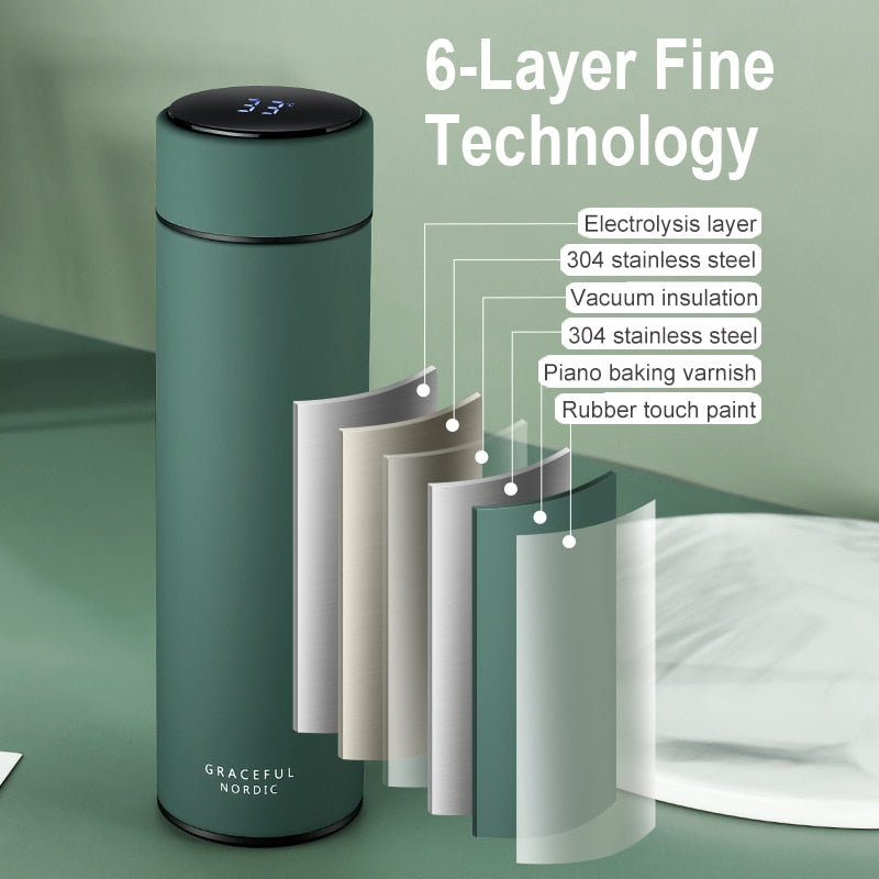 Customized stainless steel thermos bottle intelligent Water Cup LCD Touch Screen display temperature Thermos Bottle Office Home