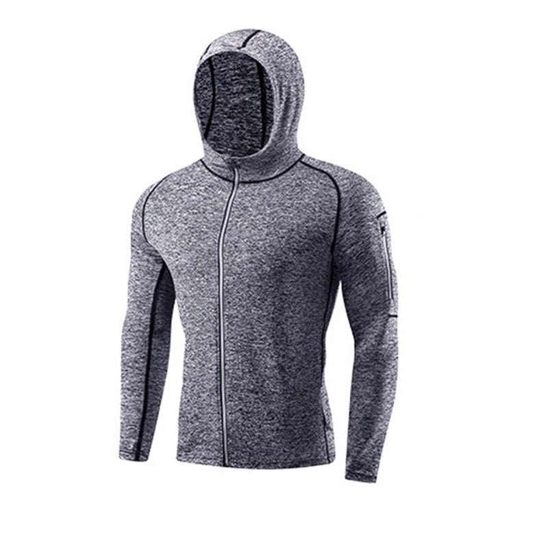 Men Running Workout Jacket Autumn Fitness Equipment Training Zipper Coat Sportswear Long Sleeve Jogging Sweatshirt Gym Clothing