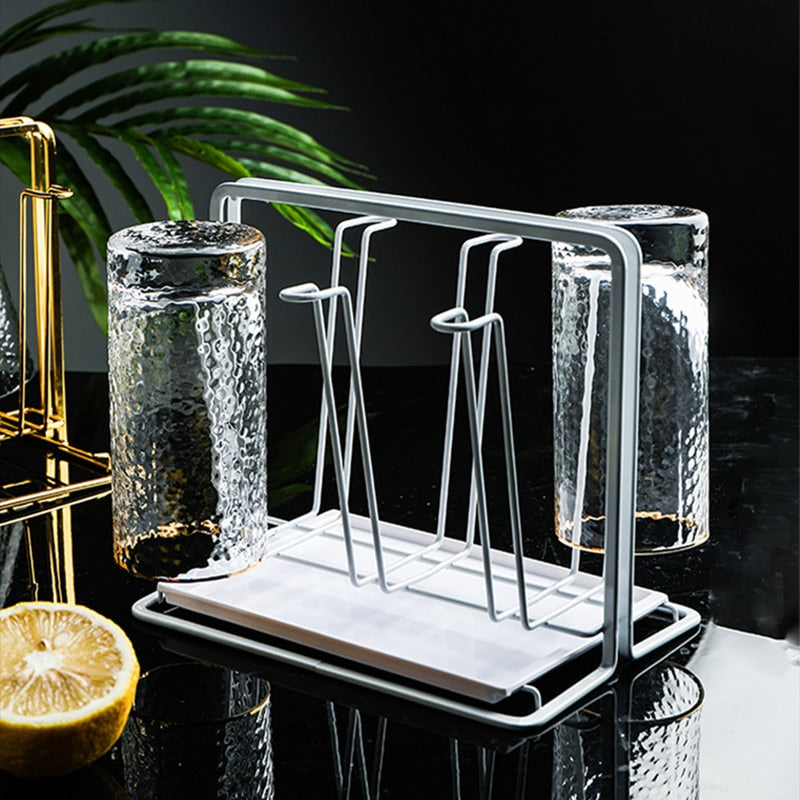 Water Draining Cup Holder Household Water Cup Rack Living Room Kitchen Organizer and Storage Glasses Drying Rack