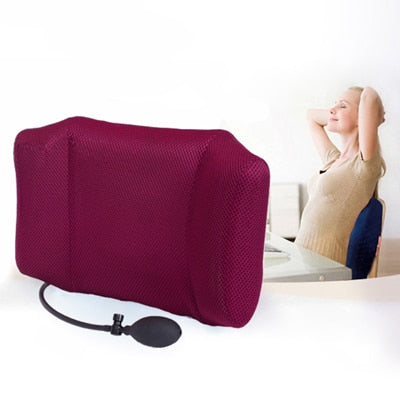 1Pcs Portable Inflatable Lumbar Support Lower Back Cushion Pillow - for Office Chair and Car Sciatic Nerve Pain Relief