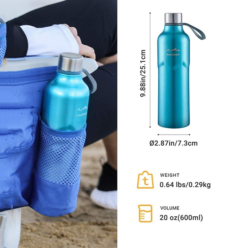 FEIJIAN Outdoor Sports Thermos Bottle,Double Insulation,304 Stainless Steel Insulated Vacuum Flask,Travel Gym Mug,450-600ML