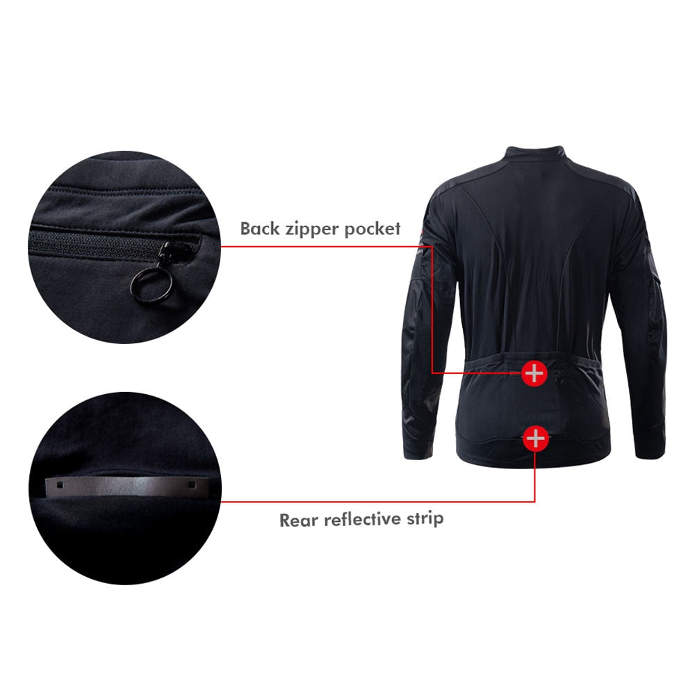 RION Mens Spring Thermal Cycling Jackets MTB Bike Coat Bicycle Clothing Long Sleeve Cycling Jerseys Ciclismo Jacket  with Pocket