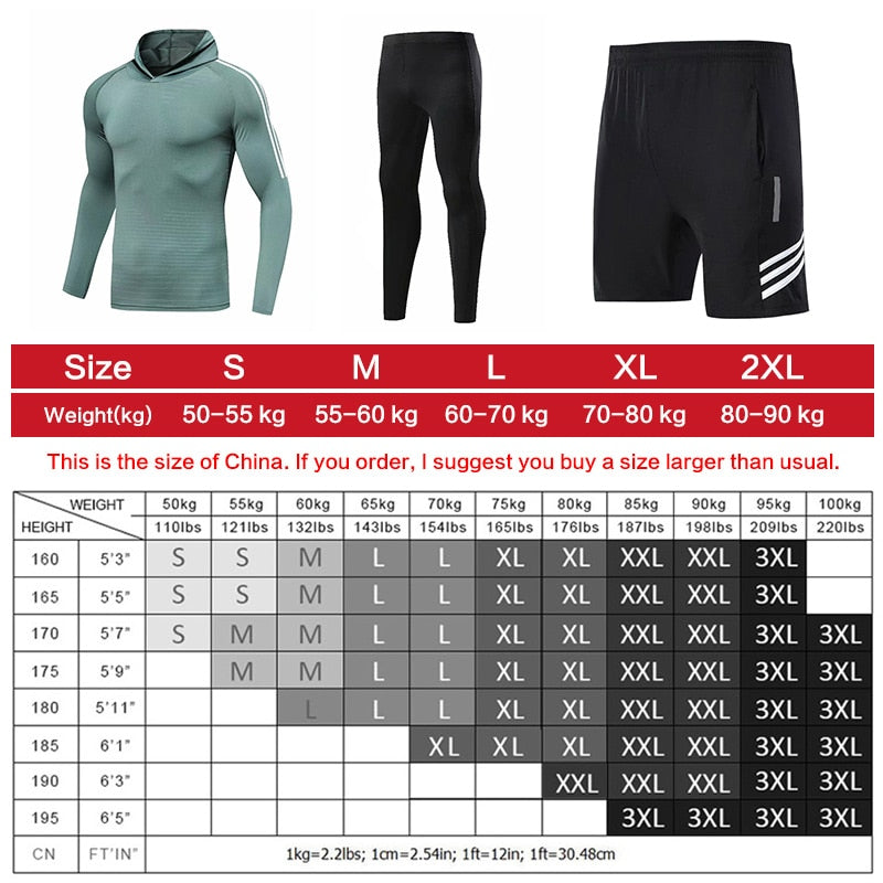 Compression Sport Suits Men Running Suit Quick Drying Fitness Running Clothes Sets Joggers Training Suit Workout Gym Clothing