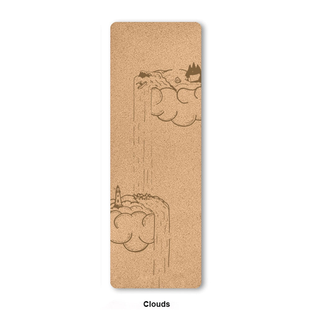 Natural Cork TPE Yoga Mat For Fitness Sports Mats Pilates Exercise Non-Slip Yoga Mat With Position Body Line Training Pad 183*61