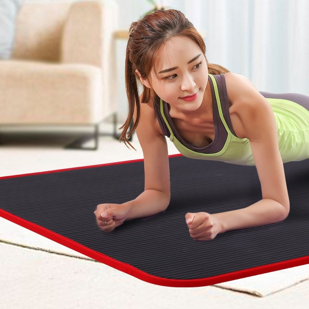 10mm Non-slip Anti-Tear Yoga Mat Thick Fitness Pilates Exercise Mat Home Workout Sport Cushion Gymnastic Pad with Carrying Strap