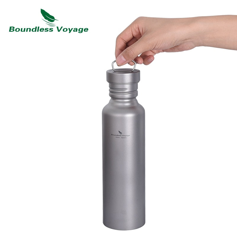 Boundless Voyage Titanium Water Bottle with Titanium Lid Outdoor Camping Cycling Hiking Tableware Drinkware 25.6oz/750ml