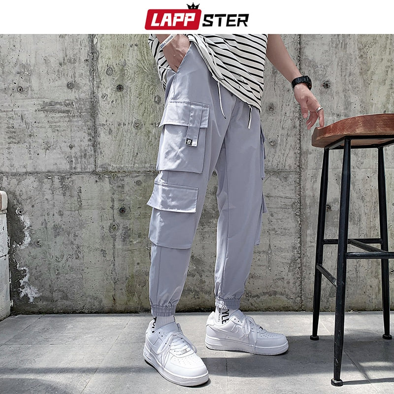 LAPPSTER Men Japanese Streetwear Cargo Pants 2022 Overalls Mens Pockets Hip Hop Joggers Pants Black Fashions Sweatpants 5XL