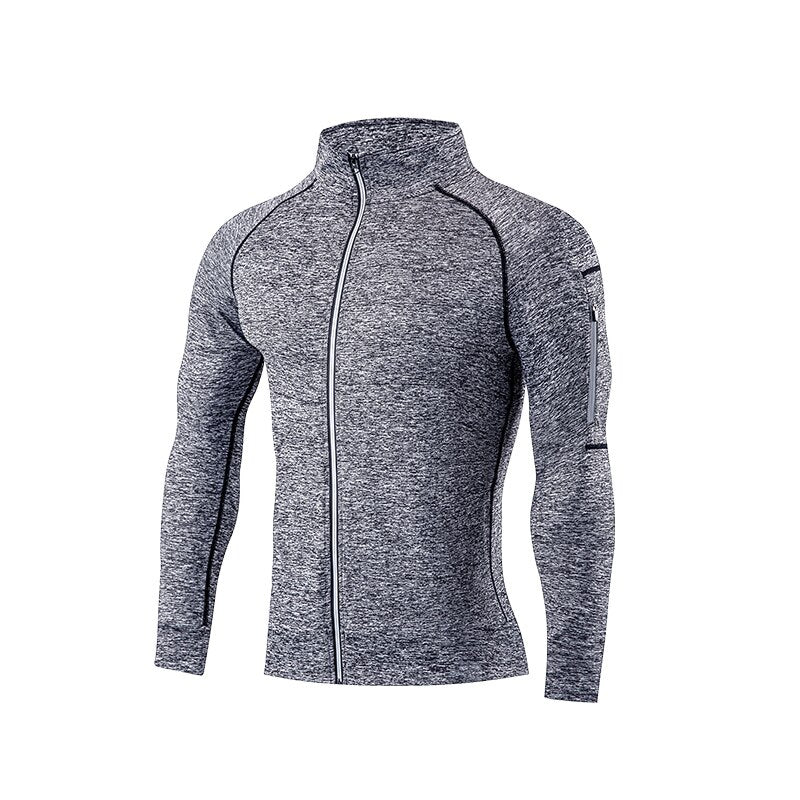 Men Running Workout Jacket Autumn Fitness Equipment Training Zipper Coat Sportswear Long Sleeve Jogging Sweatshirt Gym Clothing