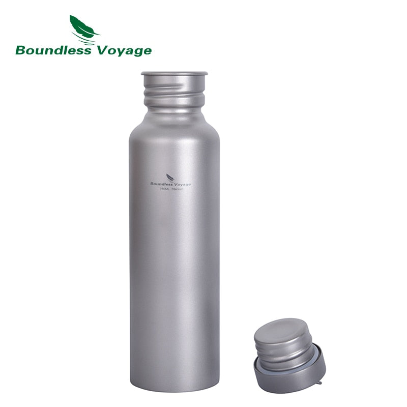 Boundless Voyage Titanium Water Bottle with Titanium Lid Outdoor Camping Cycling Hiking Tableware Drinkware 25.6oz/750ml