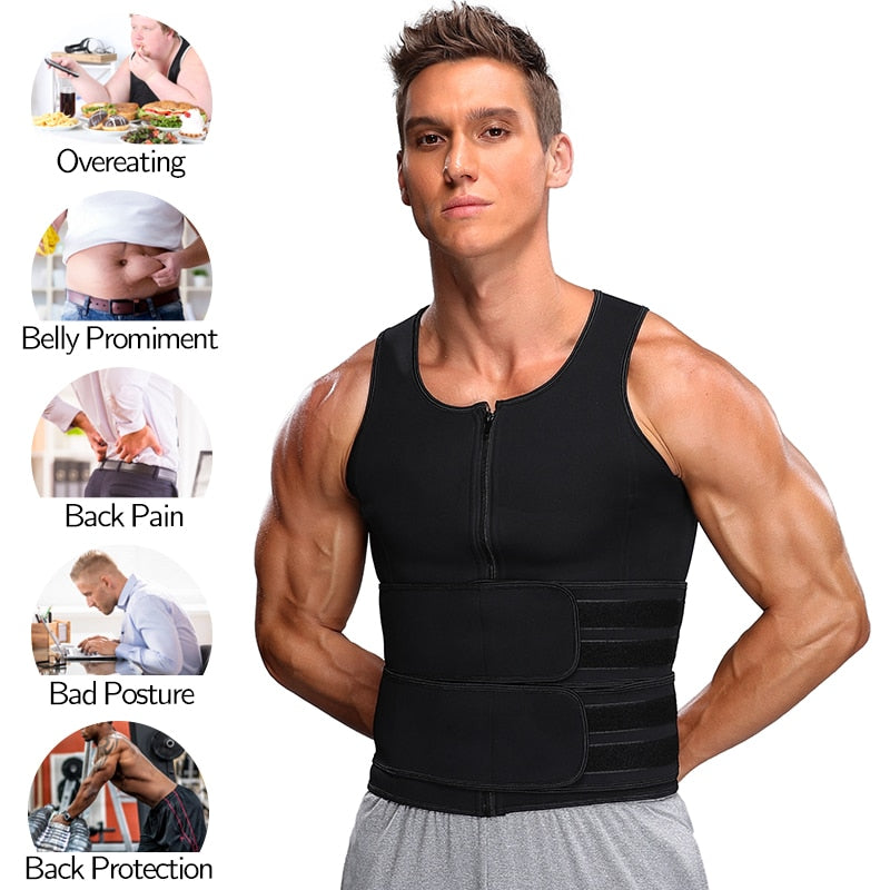 Men Waist Trainer Tank Tops Shapewear Slimming Body Shaper Compression Shirt Underwear for Weight Loss Workout Sauna Sweat Vest