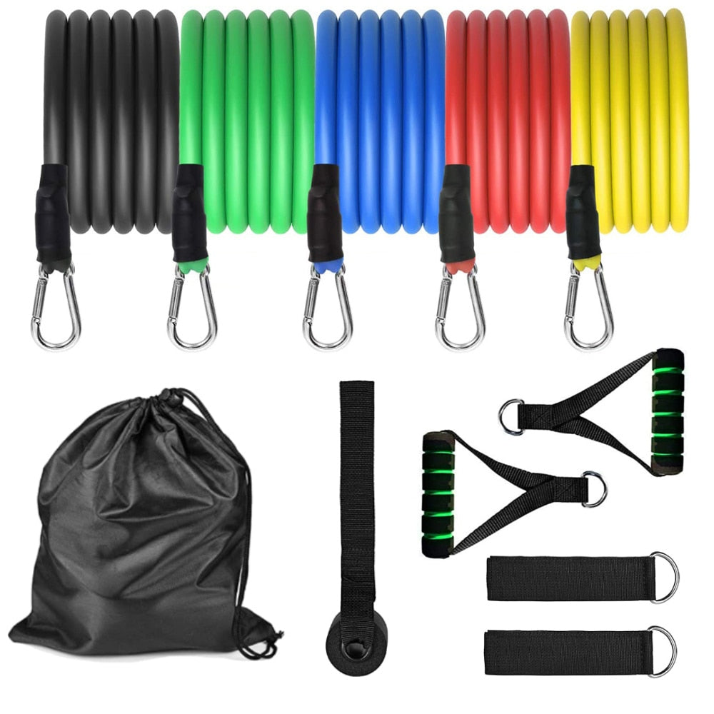 11pc Resistance Band Crossfit Resistance Band Set 11 Piece Pull Rope Fitness Body Building Equipment Fit Equip Training Exercise