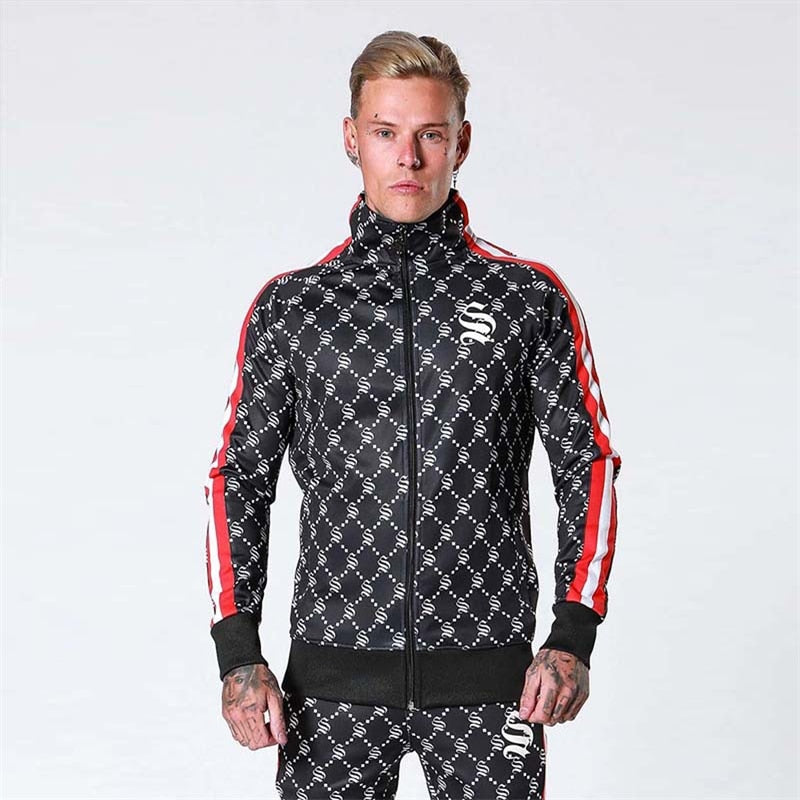 Sportsuits Set Men 2019 Brand Fitness Suits autumn Men Set Long Sleeve stripe Hoodies+Pants Gyms Casual Sportswear Suit