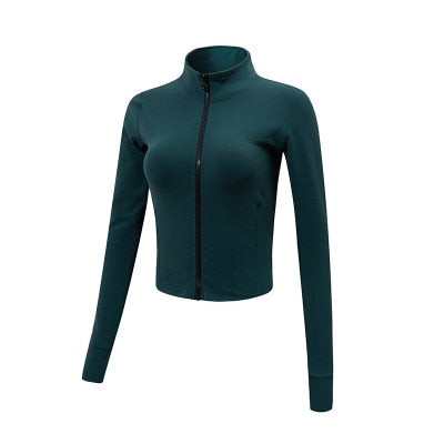 Sport Jacket Women Long Sleeve Zip Fitness Yoga Shirt Top Workout Gym Activewear Sport Running Coats Training Clothing Out Wear