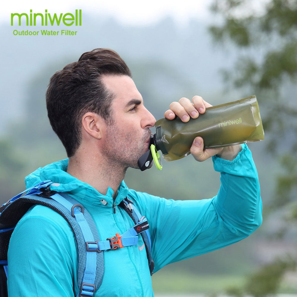 miniwell Survival Outdoor Camping &amp; Hiking Portable Water Purification with bag Filtered Water On The Go