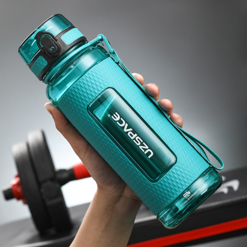 UZSPACE Sports Water Bottles Gym Leak-proof Drop-proof Portable Shaker Outdoor Travel Kettle Plastic Drink Water Bottle BPA Free