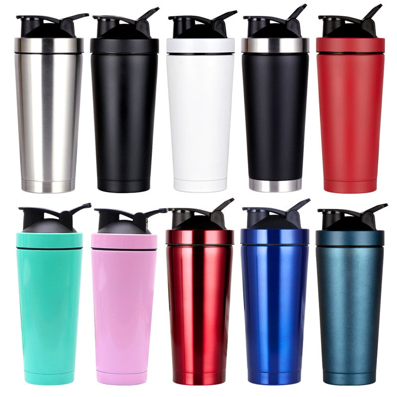 750ml gym sport portable water bottle stainless steel double wall vacuum insulated Protein Shaker water bottle