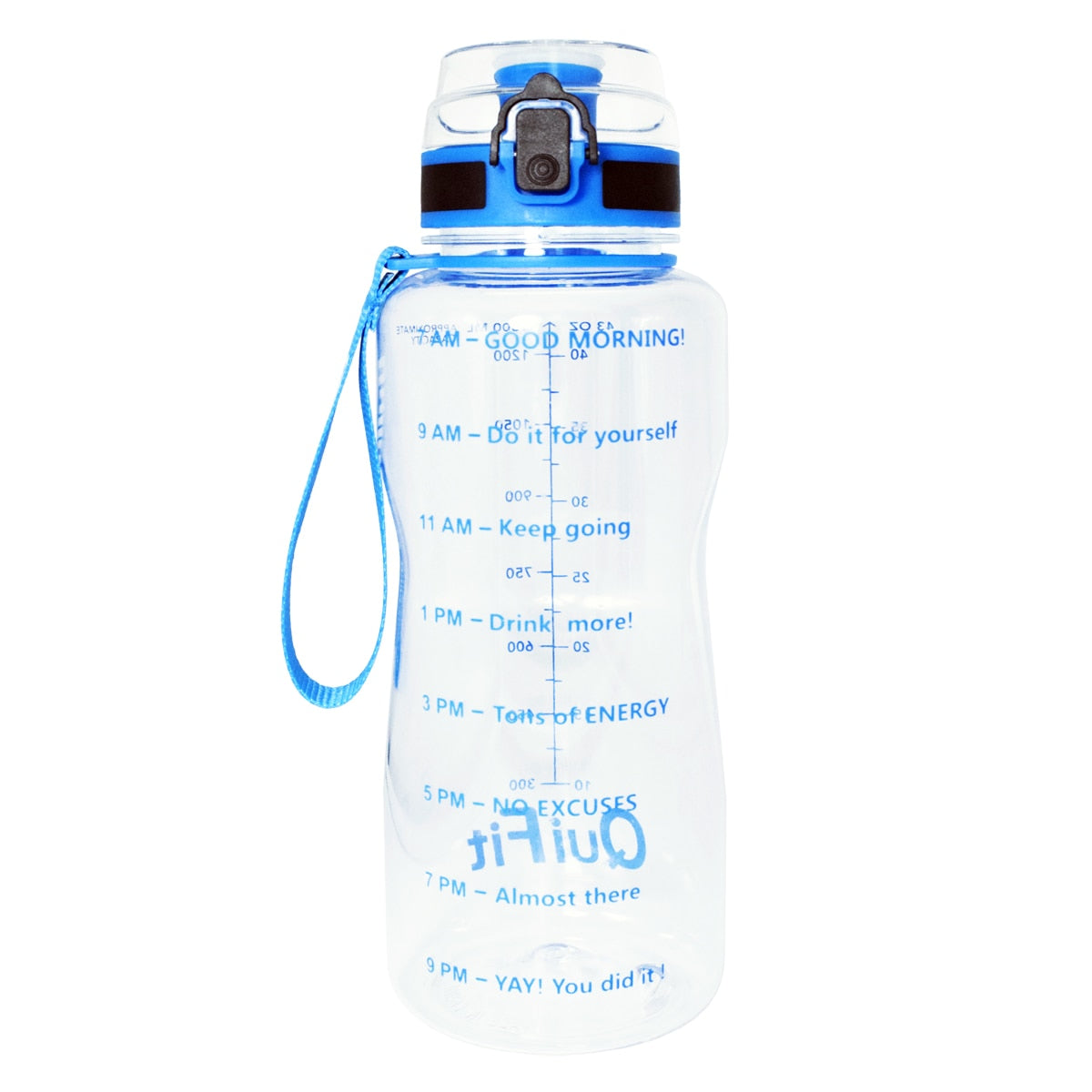 BuildLife 1.3L 2L 64oz Motivational Water Bottle with Time Marking Bpa Free Tritan Fitness Gym Jug Sport Plastic Drinking Filter