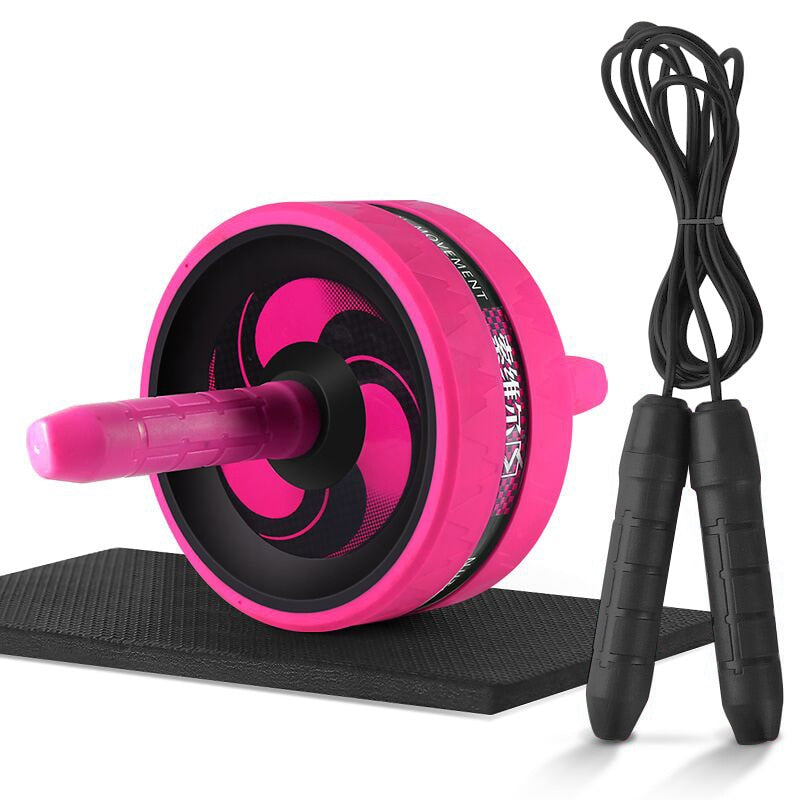 GOBYGO 2 in 1 Ab Roller&amp;Jump Rope No Noise Abdominal Wheel Ab Roller with Mat for Exercise Fitness