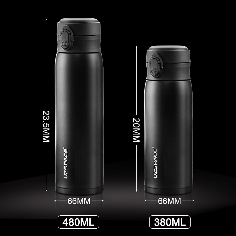 UZSPACE Business Sport Water Bottle Vacuum Flask Stainless Steel Thermos Direct Drink Leakproof Portable Car Tea Cup Coffee Mug