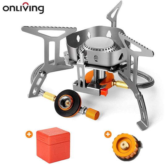 Onliving Camping Gas Stove Windproof Outdoor Gas Burner Portable Folding Split Tourist Equipment For Cooking Hiking 3500W