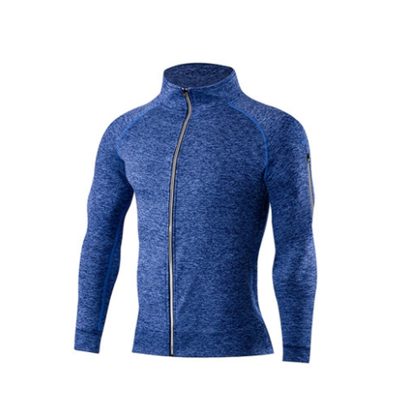 Men Running Workout Jacket Autumn Fitness Equipment Training Zipper Coat Sportswear Long Sleeve Jogging Sweatshirt Gym Clothing