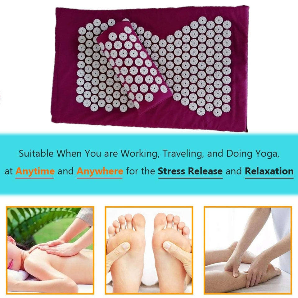 2022 New Massager Cushion Massage Mat Acupressure Relieve Pain Spike Mat Acupuncture Massage Yoga Mat with Pillow